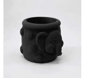 Macetero Decorativo Hogar- Forma Elefante Trompita 8 cm Negro