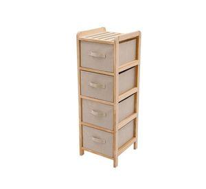 Cajonera Organizador Multiuso 4 Cajones Tela Madera