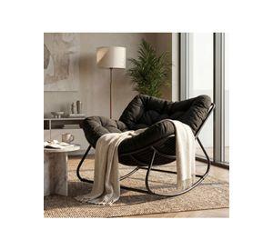 Sillon Mecedor Silla Mecedora Sitial Moderna Talla Xxl Negro Liso