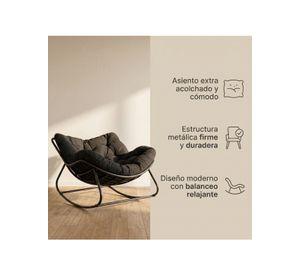 Sillon Mecedor Silla Mecedora Sitial Moderna Talla Xxl Negro Liso