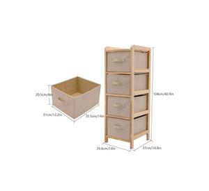 Cajonera Organizador Multiuso 4 Cajones Tela Madera
