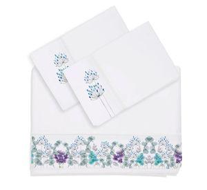 Juego Sábanas Estampado Jardín Pensamientos 300 H 1 Plaza
