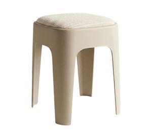 Taburete plástico Apiliable acolchado beige