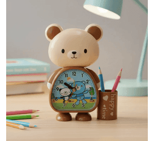 Reloj Despertador Infantil Dise o Oso Con Portalapices