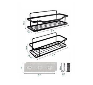 Organizador de Ducha Repisa Baño Adhesivo Set de 2 Inoxidable Negro