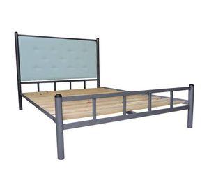 Cama 2 Plazas Grafito Respaldo Celeste