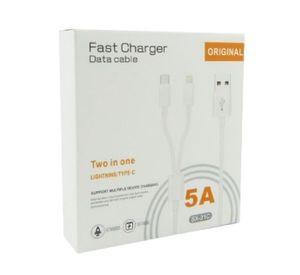 CABLE USB 2 EN 1 USB A TYPE -C LIGHTNING 5A FAST CHARGE 1M