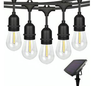 Guirnalda 10 Metros Panel Solar Con 10 Ampolletas Led Calida