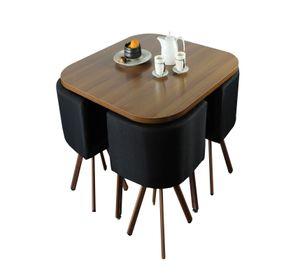 Juego de Comedor con 4 sillas Negro Vincenzi
