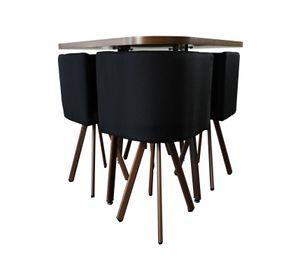 Juego de Comedor con 4 sillas Negro Vincenzi