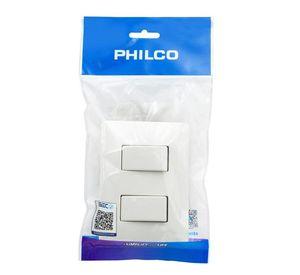 Interruptor Doble Pared Muro 250v 10a Philco Blanco