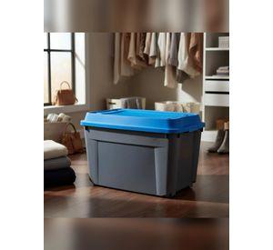 Caja Baúl 210L Gris con Tapa Azul Reyplast Ultraforte