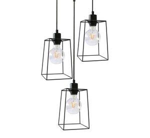 LÁMPARAS COLGANTES BARRA DE TRES NEGRAS CUADRADAS 3XE27 3X60W