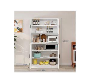Mueble De Cocina De Pata Multifuncional 80x32x182cm Blanco