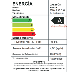 Calefón tiro forzado 15 litros gas licuado Therm 5600 F