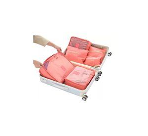 Set 6 organizadores de equipaje de viaje bolsa ropa interior rosado