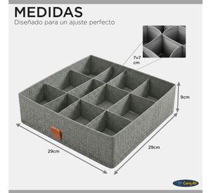 Pack de 3 Cajas Organizadoras Closet Carry All 16 Divisiones Ropa Interior Accesorios Gris