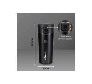 Buffer termo para café, mug vaso térmico, 380 ml, 13 oz, color negro