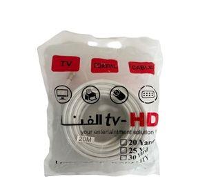 Rollo Coaxial RG-6 20m con Terminales Blanco