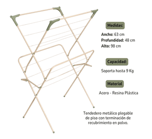 Tendedero Metálico Plegable Acero 98cmx63cmx48cm