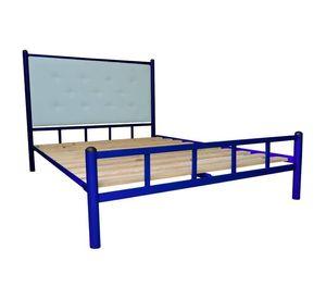 Cama 2 Plazas Azul Respaldo Celeste