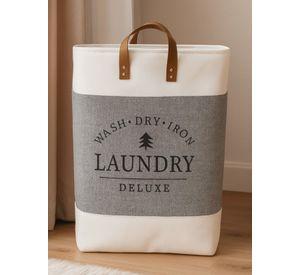 Cesta Canasto para ropa sucia Diseño Deluxe con asas de cuero Gris