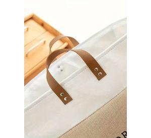 Cesta Canasto para ropa sucia Diseño Deluxe con asas de cuero Gris