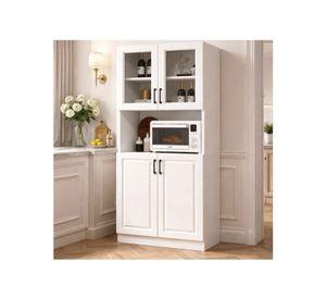 Mueble De Cocina De Pata Estante Con Vidrio 60x36x176cm Color Blanco