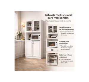 Mueble De Cocina De Pata Estante Con Vidrio 60x36x176cm Color Blanco