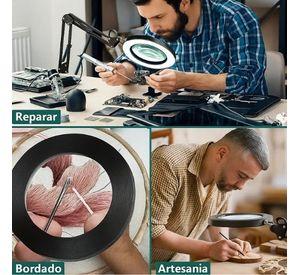 Lampara Lupa De Escritorio Luz Led Lente De Aumento Con Base