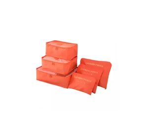Set 6 organizadores de equipaje de viaje bolsa ropa interior naranja
