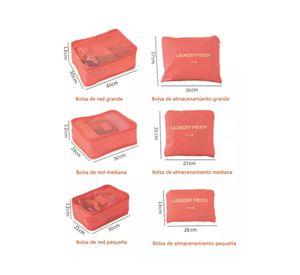 Set 6 organizadores de equipaje de viaje bolsa ropa interior naranja