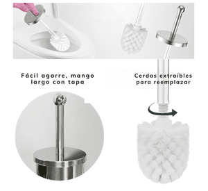 Escobilla Para Wc Cepillo Limpia Ba os Inodoro De Acero Inoxidable Set Con Base Y Balde Interior