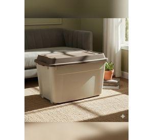Caja Baul 210 Litros Reyplast Color Beige tapa Cafe