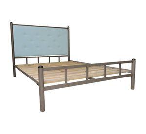 Cama 2 Plazas Castaño Respaldo Celeste