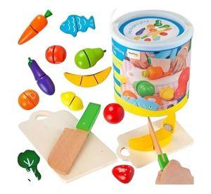 Balde con Frutas Y Verduras para Cortar Juguete de Madera