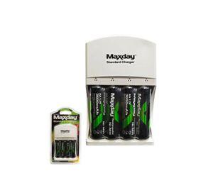 Cargador Universal Maxday 4 Baterías AA Recargables 4800mAh