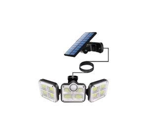 Luz solar foco triple cabezal con sensor de movimientos negro con cable