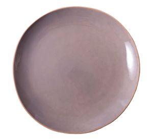Plato Llano De Fondo Cerámica Gris Borde Dorado 27 5cm X4