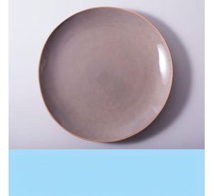 Plato Llano De Fondo Cerámica Gris Borde Dorado 27 5cm X4
