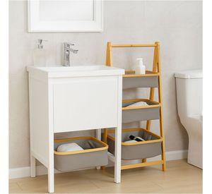Estante de Almacenamiento Plegable Organizador 3 Niveles Cestas de Tela Gris