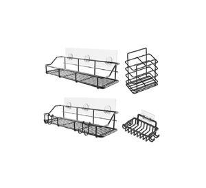 Organizador de ducha repisa baño jabonera set 4 inoxidable Casatua negro