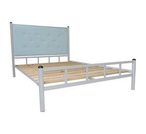 Cama 2 Plazas Plata Respaldo Celeste