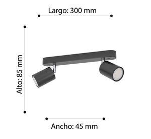 Lampara foco Reciso Acero negro GU10 2x5W IP20 Cod74007