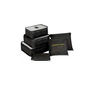 Set 6 organizadores de equipaje de viaje bolsa ropa interior negro