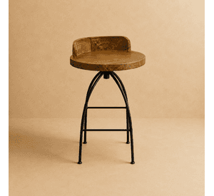 Silla Giratoria de Bar Davos 45x82 cm en Acero y Madera de Teca