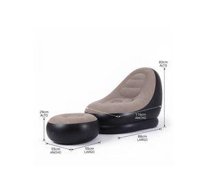 Sofa Con Reposa Pies Inflable Puff Sillon Portatil