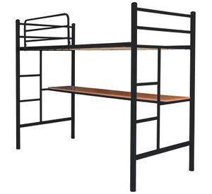 Cama Alta 1 Plaza Negro Con Escritorio