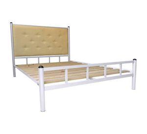 Cama 2 Plazas Blanco Respaldo Camel