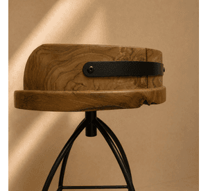 Silla Giratoria de Bar Davos 45x82 cm en Acero y Madera de Teca